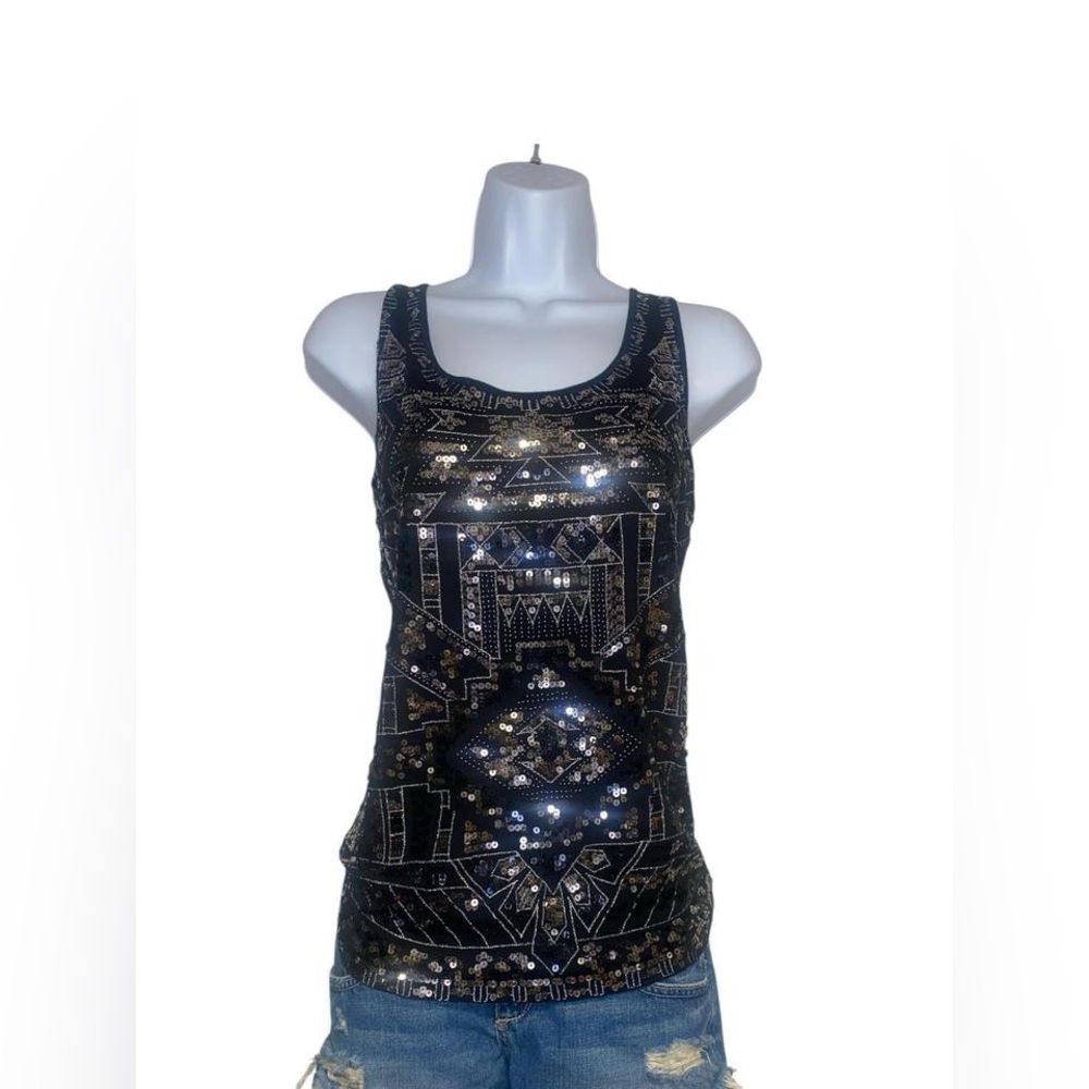 2015 Express black tank top with silver sequins